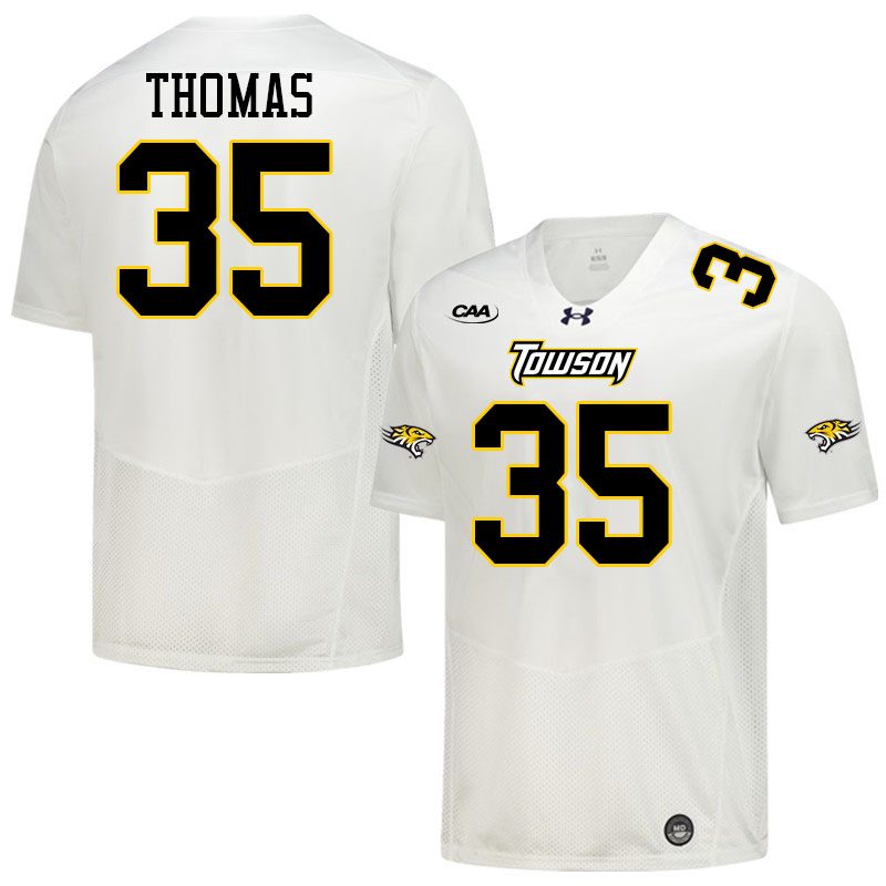 Towson Tigers #35 Alfred Thomas College Football Jerseys,Uniforms-White
